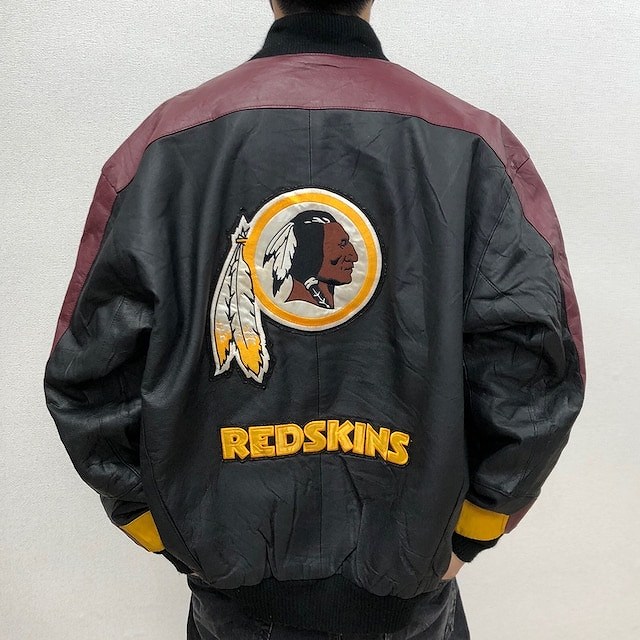 4200 ワシントンレッドスキンズ NFL レザースタジャン L 古着 古着屋 