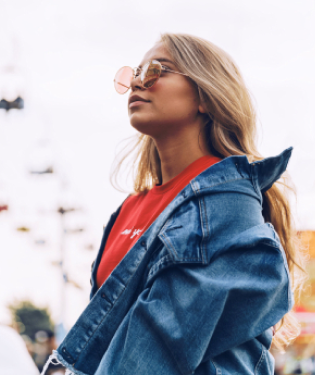 woman in jean jacket 1